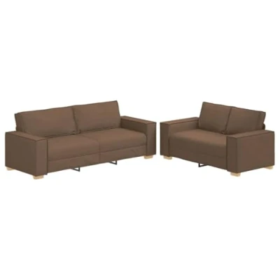 Afbeelding van vidaXL 2 delige Loungeset met kussens stof bruin