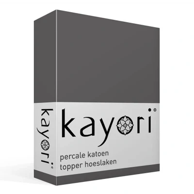 Afbeelding van Kayori Shizu perkal topper hoeslaken antraciet 120/200 (Kleur: Antracite)
