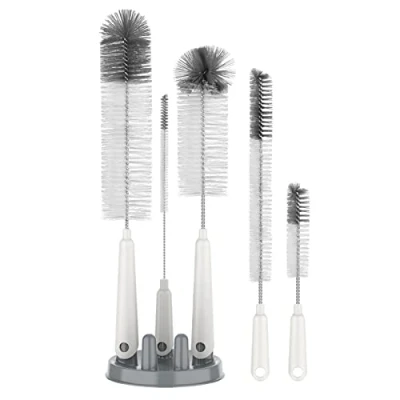 Afbeelding van MR.SIGA 5 pack flessenborstelreinigingsset met opberghouder, flesreinigingsborstel lange smalle hals, waterfles, babyfles, drinkglas