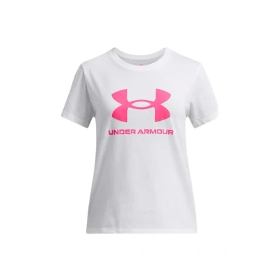 Afbeelding van Under Armour UA BIG LOGO SS Unisex Sportshirt Wit Roze