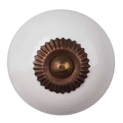 Afbeelding van Meubelbeslag Meubelknop 40mm porselein wit brons
