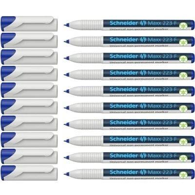 Afbeelding van universele marker Schneider Maxx 223 F non permanent blauw doos met 10 stuks