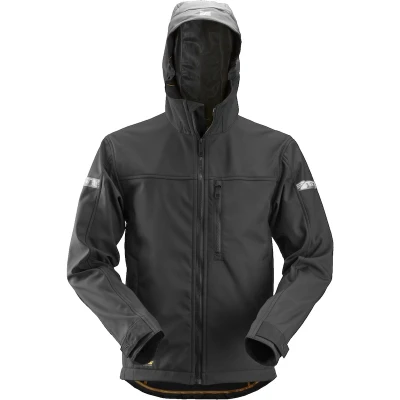 Afbeelding van Snickers Allroundwork, Softshell Jack Met Capuchon, Zwart (0404), Xl