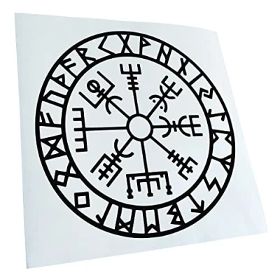 Afbeelding van Kiwistar Autosticker Viking Runen kompas Zwart 10 x cm Sticker voor auto, laptop, fiets, vrachtwagen, motorfiets, meerkleurig JDM Decal Racing