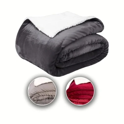 Afbeelding van Komfortec Sherpa Fleece Deken Bankdeken 150x200 cm Antraciet