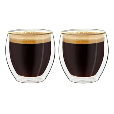 Afbeelding van Creano dubbelwandige espressoglazen, set van 2 100ml thermoglazen met zwevend effect