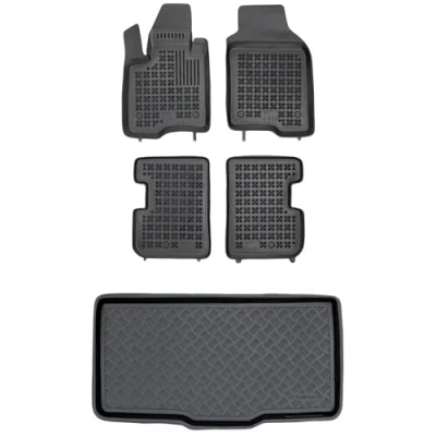 Afbeelding van M MOTOS Rubberen vloermatten en kofferbakmat van PE kunststof voor Fiat Panda III sinds 2012. Verbeter je reiscomfort met de antislip automat