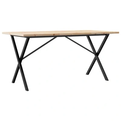Image de vidaXL Table à manger cadre en X 160x80x75,5 cm bois pin massif acier3282765