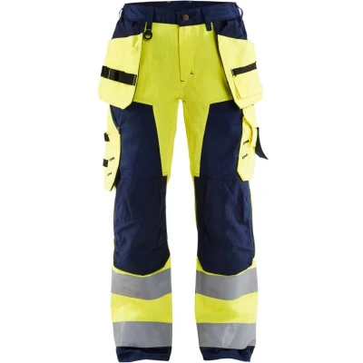 Afbeelding van Blaklader Dames werkbroek High Vis met spijkerzakken 7156 1811 Geel/Marineblauw D19
