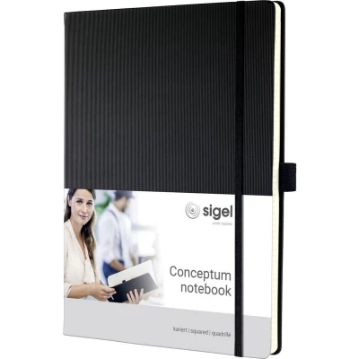 Afbeelding van Sigel Si Co115 Notitieboek Conceptum Pure Hardcover A4+ Zwart Geruit