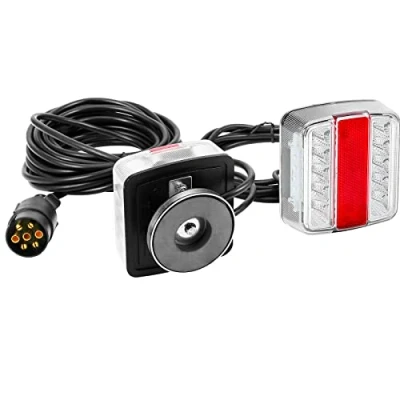 Afbeelding van DARKGUARD Achterlichten voor aanhanger, led, 12 V, met magneet, E merk, kabel 7,5 m, 7 polige stekker, waterdicht, stekker caravans, landbouwvoertuigen