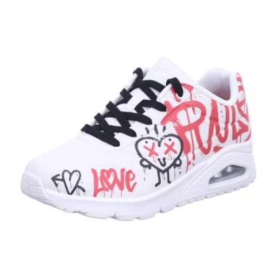 Afbeelding van Skechers UNO Sneakers laag, Dames, Maat: 39, White/red/black Hoogwaardig imitatieleer