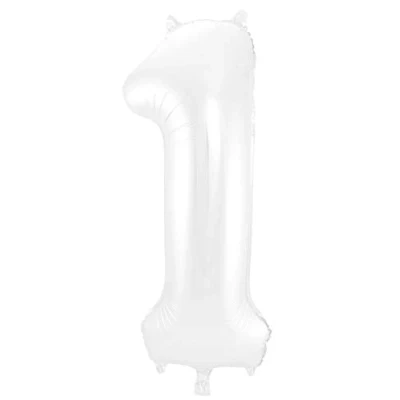 Afbeelding van Folie ballon cijfer 1 Mat Wit Metallic 86cm