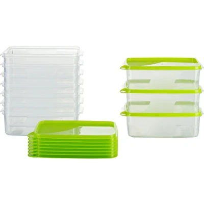 Afbeelding van Vershouddoos vriezer 1l rechthoekig 18x12x6,5cm set van 10 groen Oostenrijk Quality