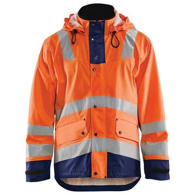 Image de Veste de pluie niveau 2 orange fluorescent/marine