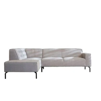 Afbeelding van Bronx71® Hoekbank Kansas lichtgrijs ribstof links