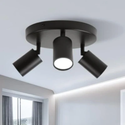 Afbeelding van CANMEIJIA plafondlamp, 3 punts, led, Gu10, ledplafonds, binnen, 350 graden draaibaar, verstelbaar, geschikt voor slaapkamer, woonkamer (zonder lamp)