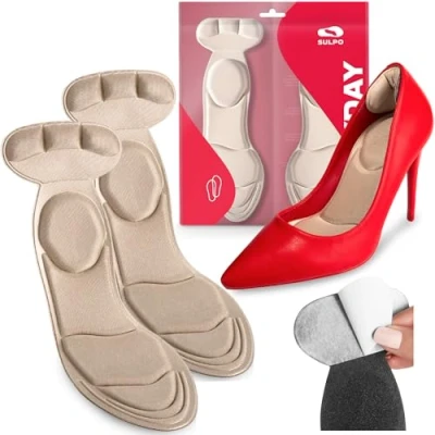Afbeelding van SULPO Comfortabele schoenzolen, schoenzolen voor dames, zolen hoge hakken, stiletto&#039;s, pumps, zelfklevende en antislip zool met hielbescherming, Beige