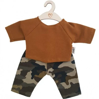 Afbeelding van Hollie poppenkleding broek en shirt camouflage ochre 34 cm