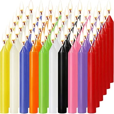 Afbeelding van MAISITOO 60 stuks druppelvrije kaarsen voor chimes, magie, gemeenschap, vigil, rituelen, feestdecoratie (10 kleuren)