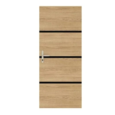 Afbeelding van Nordlinger Pro deurrenovatieset natuur eiken 4 panelen 85x50 cm 3 zwarte profielen 85x2