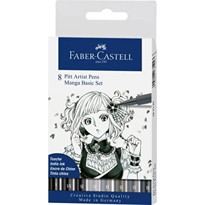 Image de Faber castell manga feutre pitt noir gris pochette de 8 167107