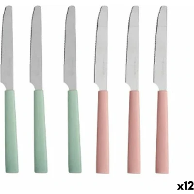 Afbeelding van Messen Set Groen Roze Zilverkleurig Roestvrij staal Plastic (12 Stuks)