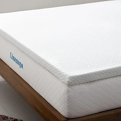 Afbeelding van Linenspa matrastopper, 80 x 190 cm, traagschuim, 5 cm dik, met verkoelende gel en wasbare hoes ritssluiting, Oeko Tex 1 persoon, wit