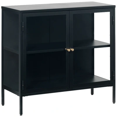 Afbeelding van Hygge Interiors Carmel Glazen Dressoir 2 Deuren Zwart