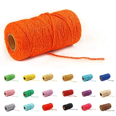 Afbeelding van 100 Yard / 2 mm Kleurrijke Katoenen Touw Ambachten Breien voor Geschenkverpakking (Oranje 1)