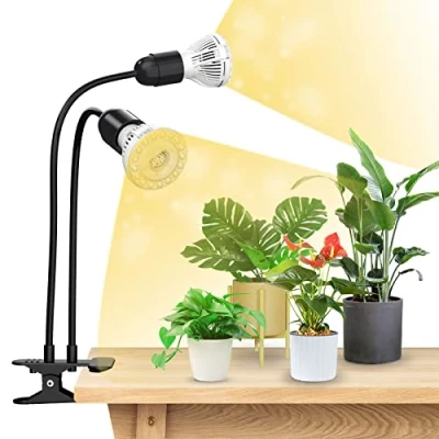 Afbeelding van SANSI Full spectrum kweeklamp voor kamerplanten met 2 vervangbare kweeklampen, 20 W, clip on ledkweeklamp het cultiveren van vetplanten, kiemplanten en orchideeën.