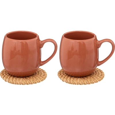 Afbeelding van Secret de Gourmet Alicante 2 koffie / theetassen Rotan onderlegger 30CL Terra