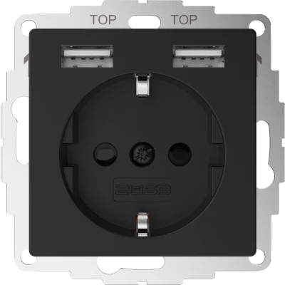 Afbeelding van 2USB 2U 449634 Inbouwdoos Zwart (mat)