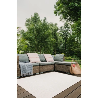Afbeelding van Brussels Uni Buitenkleed Effen Indoor &amp; Outdoor Vloerkleed Tuinkleed, Balkonkleed Creme Wit 160x230 cm Rechthoek Polypropyleen