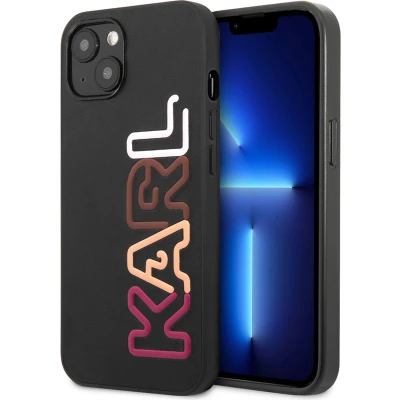 Afbeelding van iPhone 13 Backcase hoesje Karl Lagerfeld Effen Zwart Kunstleer