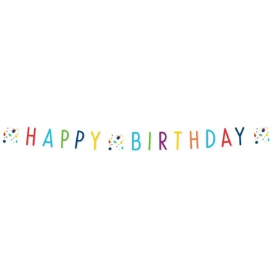 Afbeelding van Amscan Letterslinger Happy Birthday Confetti 180 Cm Papier