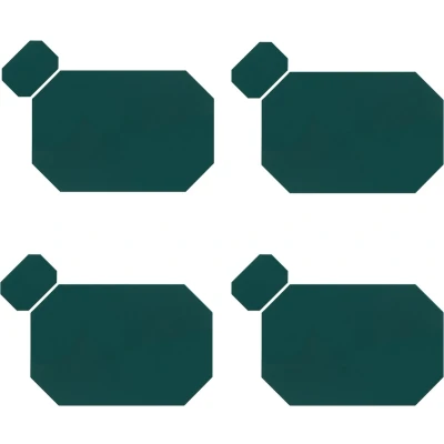 Afbeelding van Krumble Placemat + onderzetter PU Leder Groen Set van 4