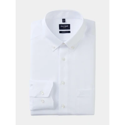 Afbeelding van Olymp Overhemd Luxor Modern Fit Wit maat 42 Heren Overhemden Formeel Effen Katoen Suitable Herenkleding