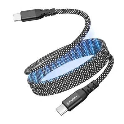 Afbeelding van Magtame USB C magnetische kabel, naar snellaadkabel, elastisch gewikkeld, 60 W (3 A), 1 m/3,3 ft, intrekbare nylon gevlochten type compatibel met iPhone 16,