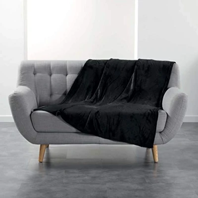 Image de Plaid 125 x 150 cm flanelle unie flanou Noir