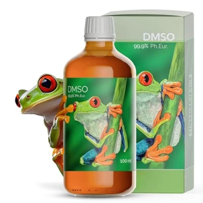 Afbeelding van DMSO 99,9% farmaceutische zuiverheid in de Braunglasfles met doseerhulp Ph. Eur. Kwaliteit onverdund Dimethylsulfoxid (100 ml)