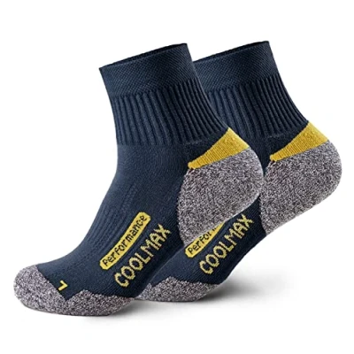 Afbeelding van Piarini 2 paar Coolmax wandelsokken, outdoorsokken, lang, gevoerde functionele sokken, marineblauw, 35 38 EU