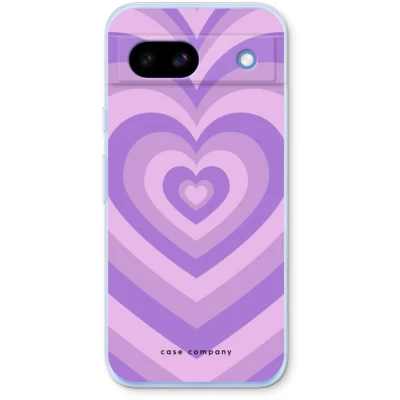 Afbeelding van Case Company® hoesje geschikt voor Google Pixel 8a Hart Paars Soft Cover Telefoonhoesje Bescherming aan alle Kanten en Schermrand
