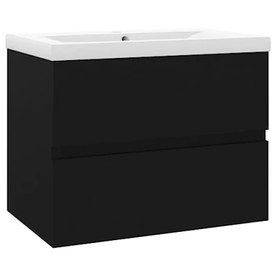 Image de vidaXL Armoire d&#039;évier avec lavabo intégré Noir Aggloméré3071550