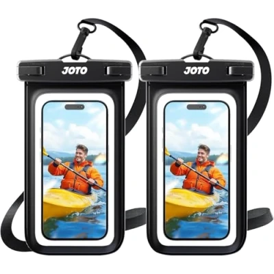 Afbeelding van JOTO 2 waterdichte smartphone hoesjes, IPX8 gecertificeerd, iPhone 15/14/13/12/11 Mini Plus Pro Max XS XR X 8 7 SE, Samsung A14, A23, A33, Xiaomi Redmi Note, telefoonhoes tot inch, zwart
