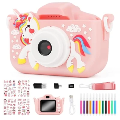 Afbeelding van MXTIMWAN Digitale kindercamera, 1080p HD, 2,0 inch scherm, valbestendige camera met 32 GB TF kaart, verjaardagscadeau, kerstcadeau, schoolcadeau