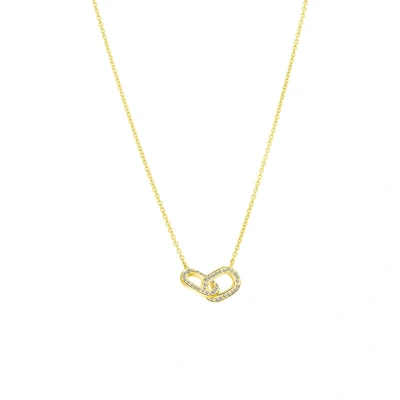 Afbeelding van Lucardi Dames Zilveren goldplated Ketting met hanger ovalen zirkonia 925 Zilver Goudkleurig 45 cm