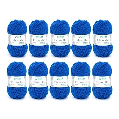 Afbeelding van Gründl Viltwol Uni (vilt, brei en haakgaren, 100% zuivere scheerwol, 50 g/50 m, naaldgrootte: 8 9, 10 x g), Royal Blue