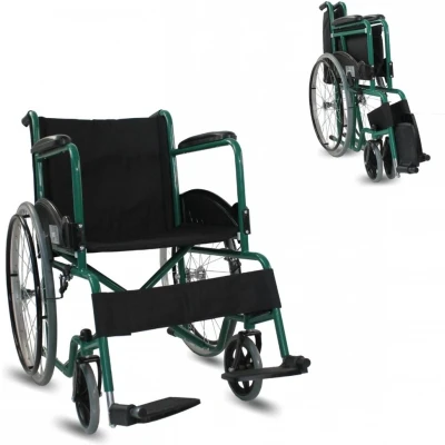 Afbeelding van Mobiclinic Alcazaba Opvouwbare Rolstoel Met Verstelbare Voetensteun Inklapbaar Grote wiel Stevig Staal Max. 100 kg Groen