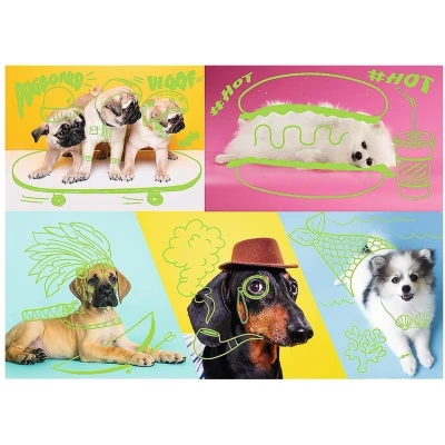 Afbeelding van Trefl Neon Color Line Puzzel Honden 1000 Stukjes